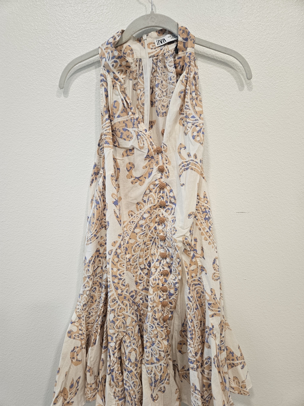 Zara Cream Paisley Halter Maxi Dress